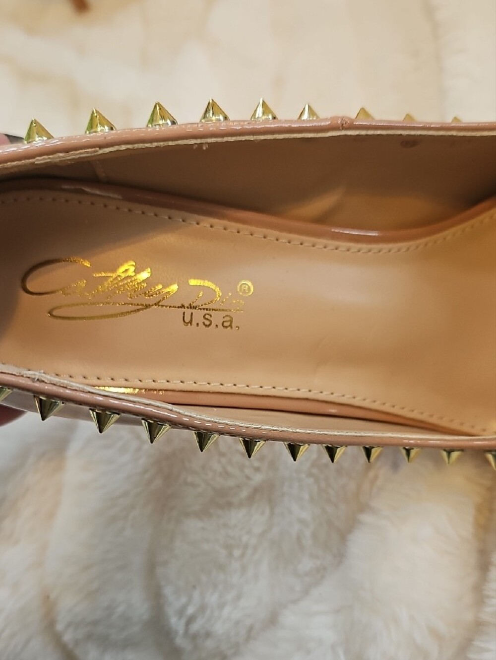 Patent Nude Studded Pointed-Toe Stiletto Pumps - Picture 2 of 9